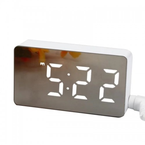 Электронные настольные часы Mini led alarm clock OS-001, будильник, термометр, белые с белым