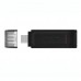 Флеш-накопитель USB 3.0, 64GB, Kingston (DT70/64GB) DataTraveler 70, Type C, черный