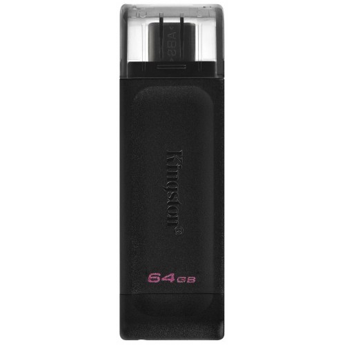 Флеш-накопитель USB 3.0, 64GB, Kingston (DT70/64GB) DataTraveler 70, Type C, черный