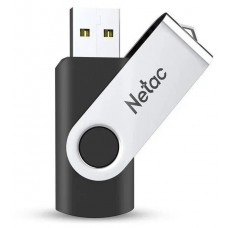 Флеш-накопитель USB, 128GB, поворотная крышка, Netac U505 (NT03U505N-128G-20BK), черный/серебро