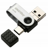 Флеш-накопитель USB 3.0, 64GB, SmartBuy (SB64GBTRIO) Trio 3-in-1 (USB Type-A + USB Type-C + micro USB), черный