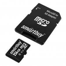 Карта памяти microSDXC 256 ГБ Class 10 + SD адаптер, Smartbuy (SB256GBSDCL10-01)