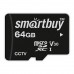 Карта памяти MicroSD 64GB Class 10 UHS-I V10 для видеонаблюдения + SD адаптер,  SmartBuy (SB64GBSDCCTV)