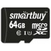 Карта памяти MicroSD 64GB Class 10 UHS-I + SD адаптер, SmartBuy (SB64GBSDCL10-01)