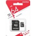 Карта памяти MicroSD 64GB Class 10 + SD адаптер, SmartBuy (SB64GBSDCL10-01LE)