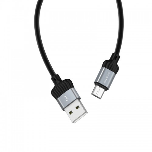 Кабель USB - микро USB Borofone BX28 Dignity, 1.0м, круглый, 3.0A, силикон, цвет: серый металлик