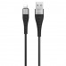 Кабель USB - Lightning 8 pin, Borofone BX32 Munificent, 1.0м, 2.4А, круглый, нейлон, цвет: черный