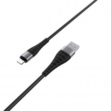 Кабель USB - Lightning 8 pin, Borofone BX32 Munificent, 1.0м, 2.4А, круглый, нейлон, цвет: черный