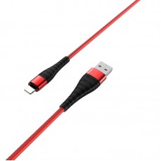 Кабель USB - Lightning 8 pin, Borofone BX32 Munificent, 1.0м, 2.4А, круглый, нейлон, цвет: красный 