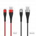 Кабель USB - Lightning 8 pin, Borofone BX32 Munificent, 1.0м, 2.4А, круглый, нейлон, цвет: красный 