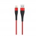 Кабель USB - Lightning 8 pin, Borofone BX32 Munificent, 1.0м, 2.4А, круглый, нейлон, цвет: красный 