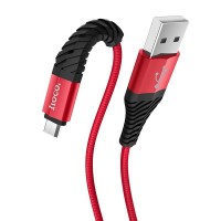 Кабель USB - микро USB, HOCO X38 Cool, 1.0м, круглый, 2.4A, нейлон, быстрая зарядка, цвет: красный