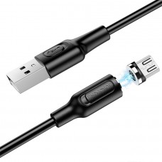 Кабель USB - microUSB, BOROFONE BX41 Amiable, магнитный, 2.4А, 1 м, черный