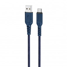 Кабель USB - микро USB, HOCO X59 Victory, 1.0м, круглый, 2.4A, ткань, цвет: синий