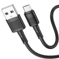 Кабель USB - микро USB, HOCO X83 Victory, 1.0м, круглый, 2.4A, силикон, цвет: чёрный 