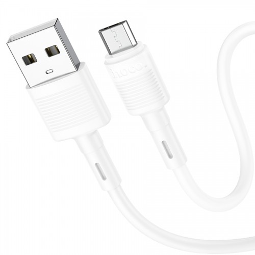 Кабель USB - микро USB, HOCO X83 Victory, 1.0м, круглый, 2.4A, силикон, цвет: белый 