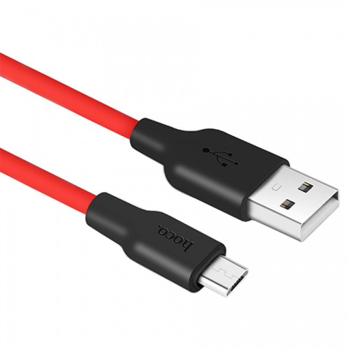 Кабель USB - микро USB, HOCO X21 Silicone,1.0м, круглый, 2.0A, силикон, цвет: красный/черный