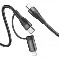 Кабель Type C / 2 в 1 Type-C — Lightning, BOROFONE BX61 Source PD, 20 Вт / USB-C 60 Вт, 1 м.,черный