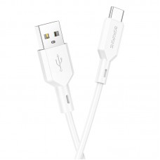 Кабель USB - Type C, BOROFONE BX70 Shengda, 3.0A, длина 1м, белый