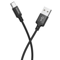 Кабель USB - Type-C, HOCO X14 Times speed, 2.0м, круглый, 3.0A, ткань, цвет: чёрный