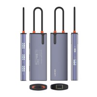 Док-станция 6 в 1, USB-C*1+USB3.0*4+RJ45*1, LDNIO DS-16U (LD_E1572), серый