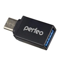 Переходник/Адаптер USB adapter with Type-C, Perfeo PF-VI-O006 Black (PF_A4270), черный