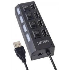 USB - концентратор USB-HUB 4 Port, PERFEO PF-H030 (PF_C3220), чёрный