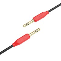 Кабель HOCO UPA11 AUX, Jack 3,5mm(m) - Jack 3,5mm(m), 1.0м, круглый, силикон, цвет: красный 