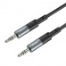 Кабель HOCO UPA23 AUX, Jack 3,5mm(m) - Jack 3,5mm(m) , 1.0м, круглый, нейлон, цвет: серый