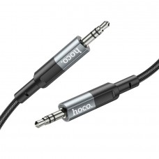 Кабель HOCO UPA23 AUX, Jack 3,5mm(m) - Jack 3,5mm(m) , 1.0м, круглый, нейлон, цвет: серый