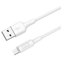 Кабель USB - микро USB, HOCO X25 Soarer, 1.0м, круглый, 2.1A, силикон, цвет: белый 