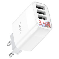 Сетевое зарядное устройство 3xUSB, HOCO C93A Easy, 2.4A, 10.8W, белый