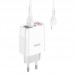 Сетевое зарядное устройство 3хUSB-кабель-Lightning 8-pin,HOCO C93A Easy, 3400mA, 10.8W, белый 