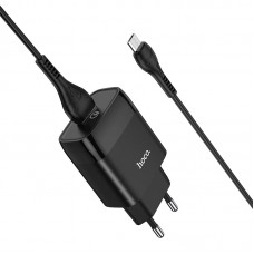 Сетевое зарядное устройство 1хUSB-кабель микро USB, HOCO C72Q Glorious, 3A, QC3.0, цвет: черный