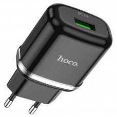 Сетевое зарядное устройство 1хUSB, HOCO N3 Special single, 18W, 3000mA, QC3.0, цвет: черный