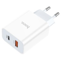 Сетевое зарядное устройство 1хUSB+1хType-C, HOCO C97A, 3000mA, цвет: белый 