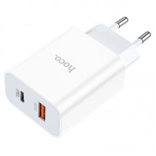 Сетевое зарядное устройство 1хUSB+1хType-C, HOCO C97A, 3000mA, цвет: белый 