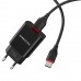 Сетевое зарядное устройство 1xUSB - кабелем Type-C, BOROFONE BA20A Sharp, 2.1A, черный