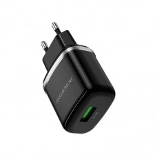 Сетевое зарядное устройство 1xUSB, BOROFONE BA36A High speed, 3A, 18W, черный