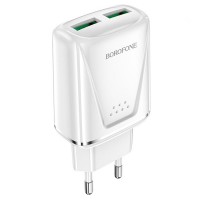 Сетевое зарядное устройство 2хUSB, BOROFONE BA54A Wide road, 3.0A, 18W, белый