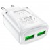 Сетевое зарядное устройство 2хUSB, BOROFONE BA54A Wide road, 3.0A, 18W, белый