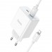 Сетевое зарядное устройство 2xUSB-C - кабель Type-C - Lightning, HOCO C108A Leader , 3.0A, 35W, белый