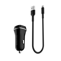 Блок питания автомобильный 2 USB-Lightning, Borofone BZ2 JoyRoad, 2400mA, цвет: чёрный