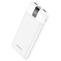 Аккумулятор внешний (Power Bank) Borofone BJ20, 10000mAh, встроенные кабели, LED цифровой дисплей, белый