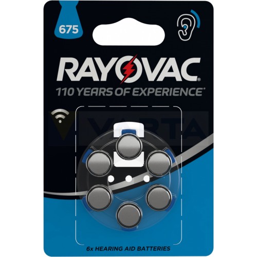 Батарейки для слуховых аппаратов Rayovac Extra 675, модель 675AUX-6XEMF, 6 шт, цена за 1 шт., блистер