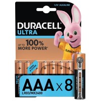 Батарейки алкалиновые DURACELL LR03-BL8 ULTRA POWER AAA (Б0038765), 8 шт., цена за 1 шт., блистер