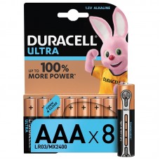 Батарейки алкалиновые DURACELL LR03-BL8 ULTRA POWER AAA (Б0038765), 8 шт., цена за 1 шт., блистер