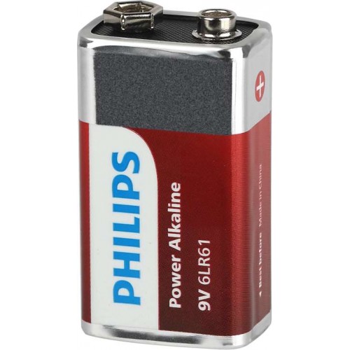 Батарейка PHILIPS POWER КРОНА 6LR61P1B/51(Б0062717), алкалиновая, 9V, 6LR61/9V-1BL, (1/12/24/6240), 1 шт.