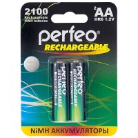 Аккумулятор Ni-Mh, 2100 mAh, АА, 2 шт., цена за 1 шт., Perfeo (PF AA2100/2BL)