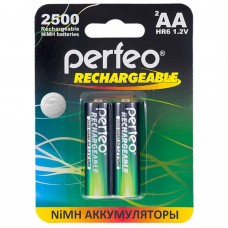 Аккумулятор Ni-Mh, 2500 mAh, АА, 2 шт., цена за 1 шт., Perfeo (PF AA2500/2BL)